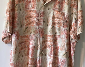Vintage Tommy Bahama 100% Silk Camp Shirt Cream/Orange Men’s XL