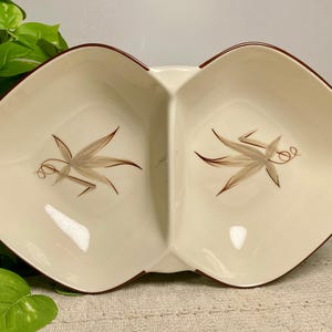 Vintage Winfield Ware Passion Flower Divided Serving Dish | California Pottery Mid Century Floral Relish Tray