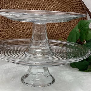 Vintage Anchor Hocking Stackable Glass Cake Stands: Set of 2
