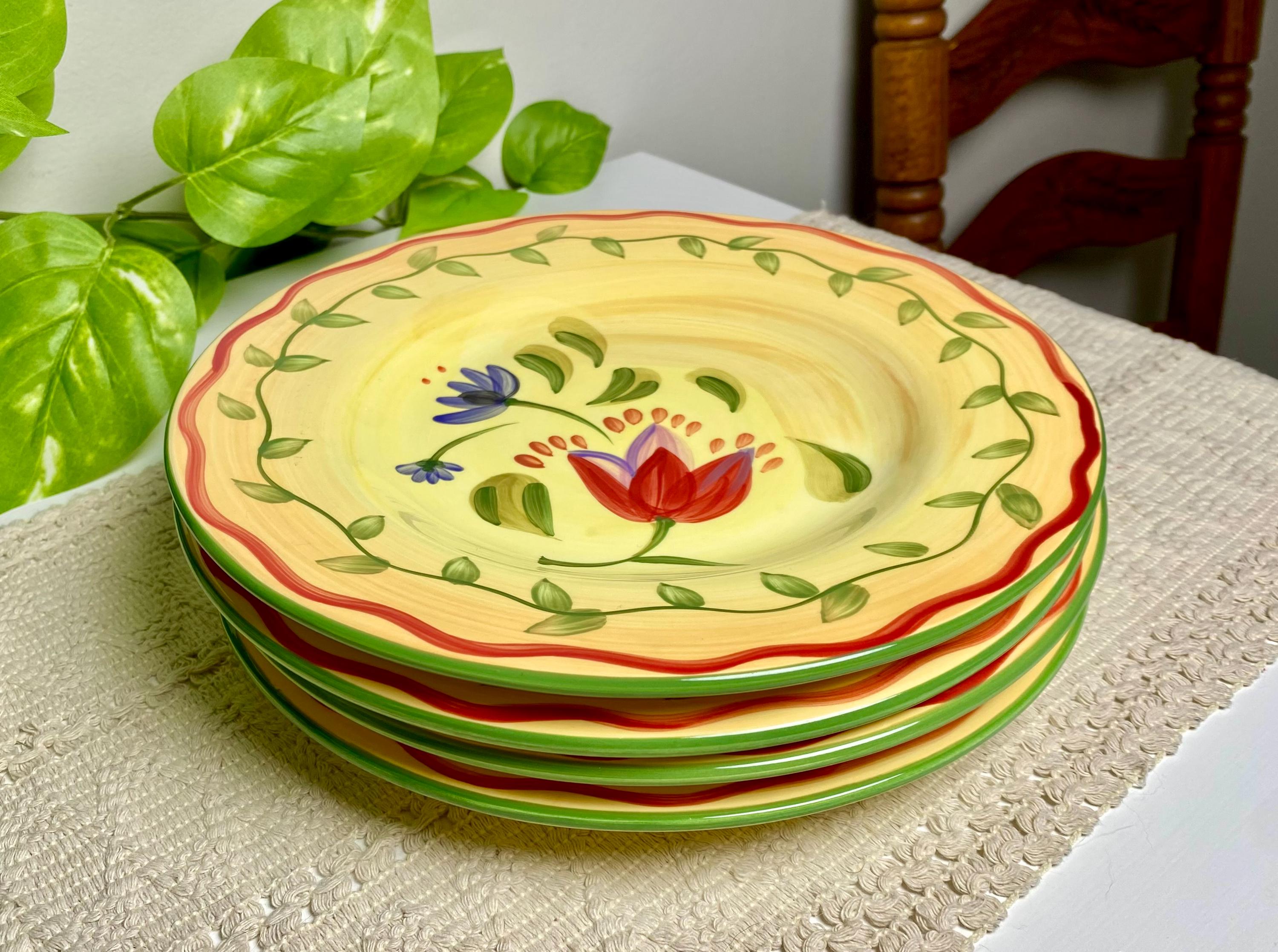 Vintage Blue and Green Salad Plates - Etsy