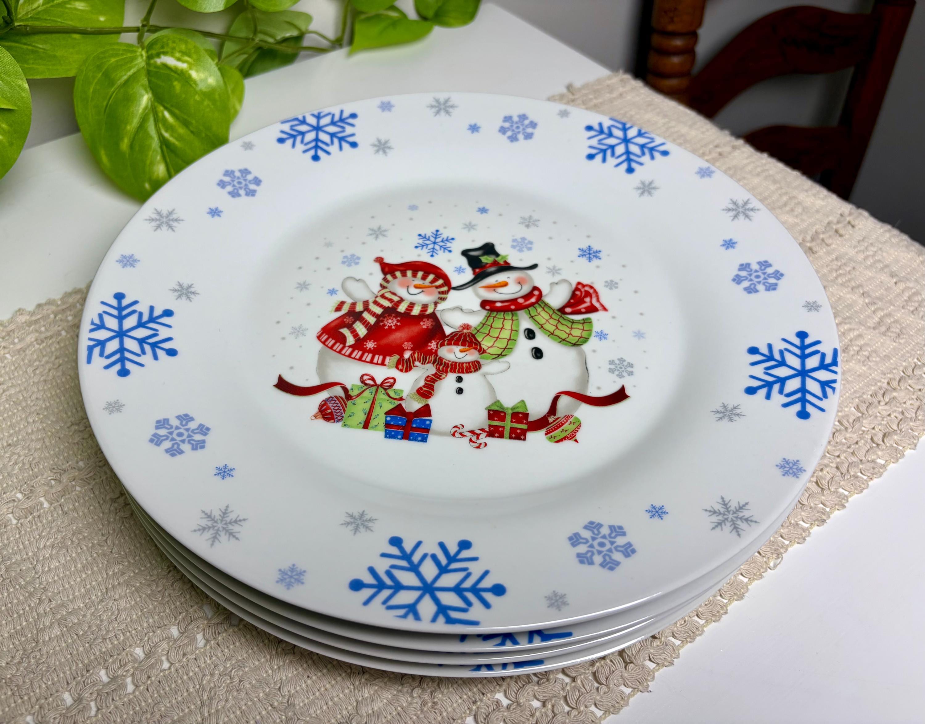 Vintage Snowman Dinner Plates - Etsy