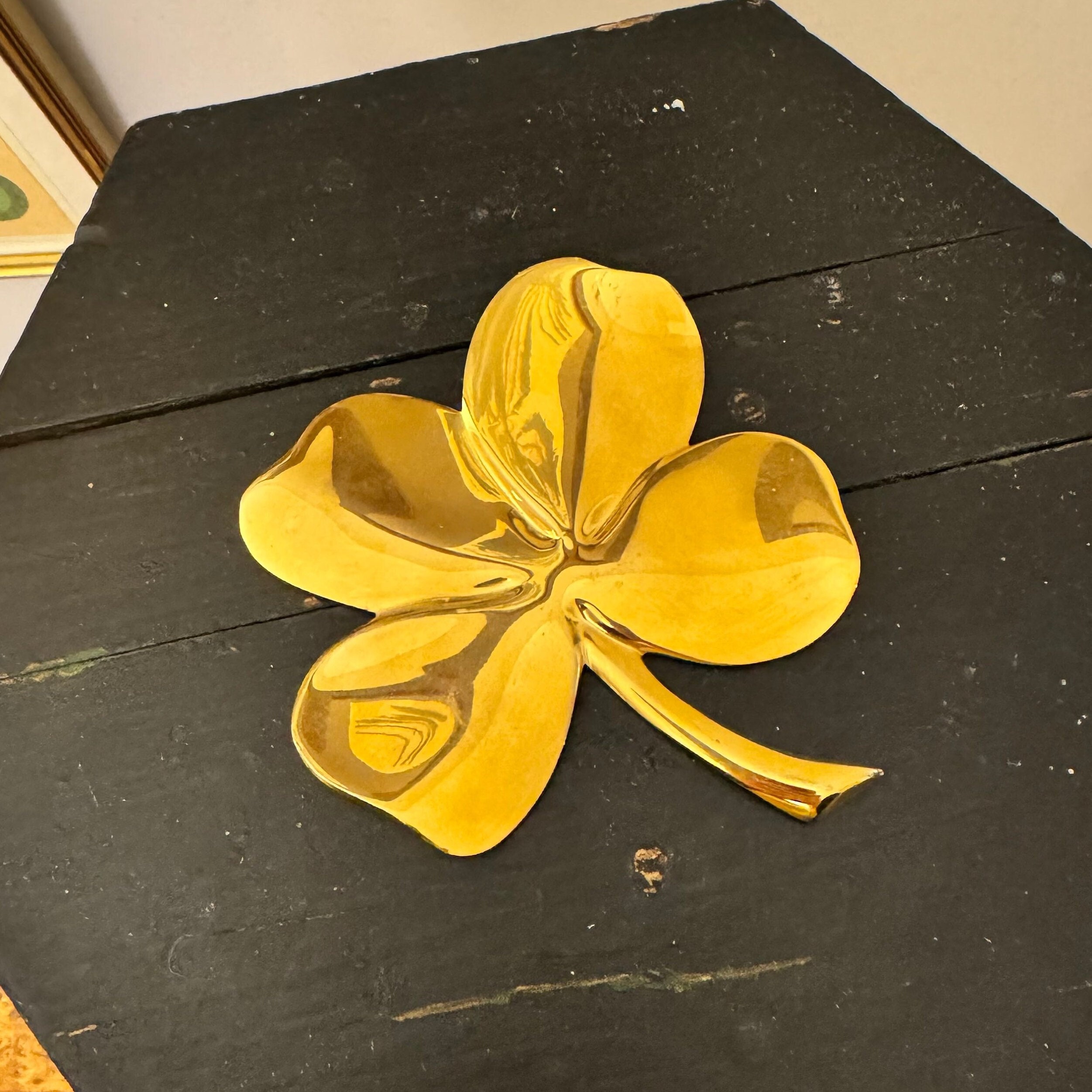 Gold Plated Four Leaf Clover Paper Weight