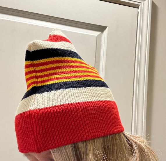 Vintage Mod Knit Striped Ski Hat / Beanie, Classi… - image 6