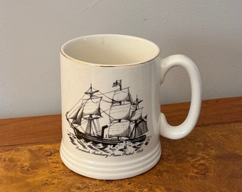 Vintage Sailing Ship Tankard, Savannah Auxiliary Steam Packet 1819, Lord Nelson Pottery | Made in England, c. 1970s