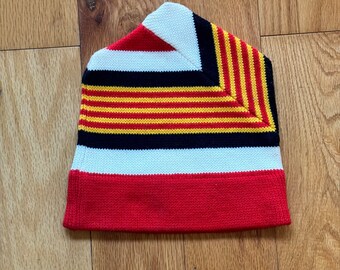 Vintage Mod Knit Striped Ski Hat / Beanie, Classic 3 - Point Design | Made in Japan, c. 1960 - 70s