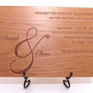 Ampersand Wood Wedding Invitation Horiztonal Format image 2