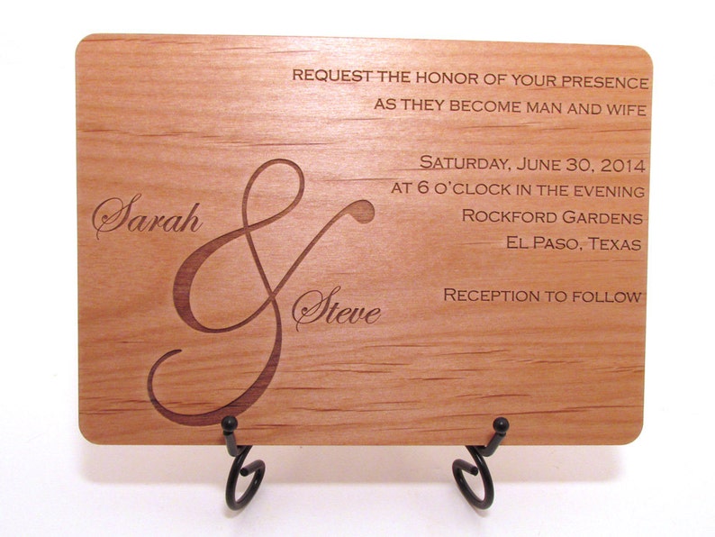 Ampersand Wood Wedding Invitation Horiztonal Format image 2