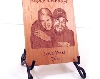 Personalized Real Wood Photo Greeting Card - Customized with your Photo and Special Message