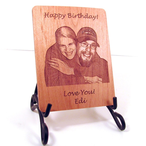 Personalized Real Wood Photo Greeting Card - Customized with your Photo and Special Message