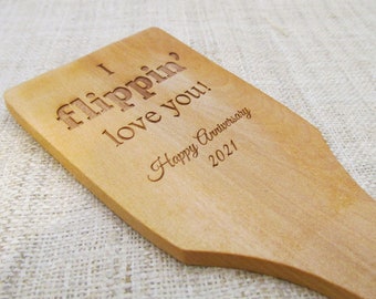 Anniversary Wooden Spatula - Engraved Custom Wooden Spoon - 5th Anniversary Gift