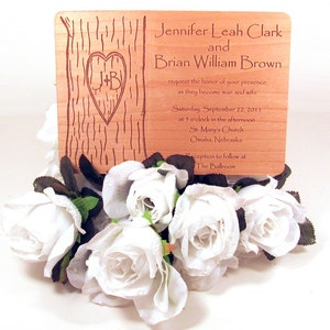 Engraved Wooden Wedding Invitation Real Wood Invitation image 4