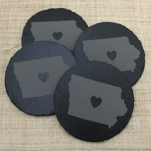 State Love Slate Coasters - Home State Stone Coasters - Home State Pride - Set of 4
