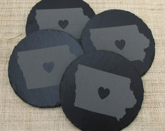 State Love Slate Coasters - Home State Stone Coasters - Home State Pride - Set van 4