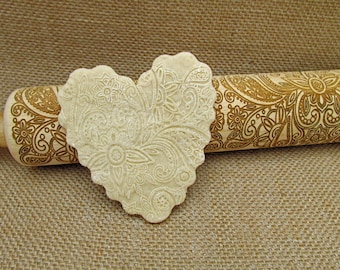 Engraved Rolling Pin - Embossed Paisley Cookie Stamp - Paisley Rolling Pin