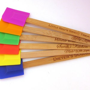 Personalized Engraved Spatula Wood and Silicone Scraper 1 Spatula image 1