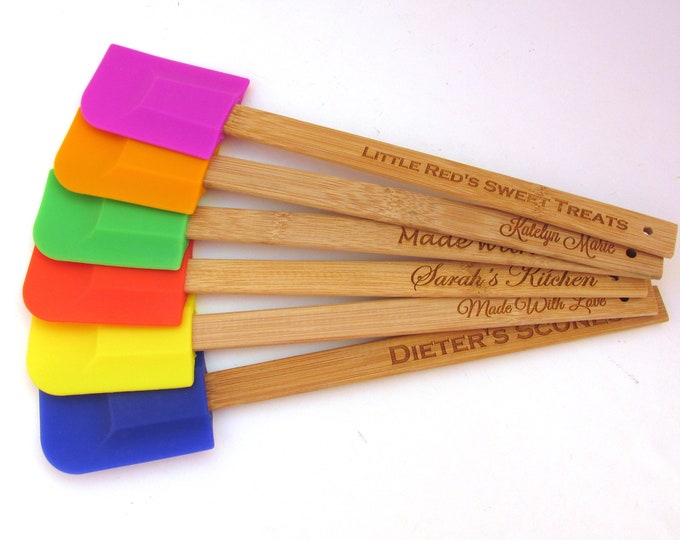 Personalized Engraved Spatula - Wood and Silicone Scraper