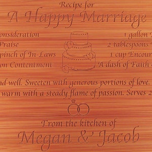 Wedding Recipe Box Personalized Bamboo Recipe Box Recipe for a Happy Marriage image 2