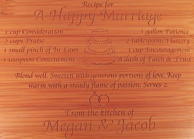 Wedding Recipe Box Personalized Bamboo Recipe Box Recipe for a Happy Marriage image 2