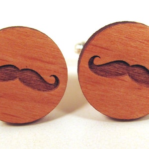 Mustache Wooden Cuff Links image 2
