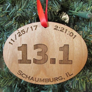 Marathon-Ornament - Halbmaraton-Ornament - Holzrennen-Ornament - 5K-Race-Ornament (beliebige Länge des Rennens)