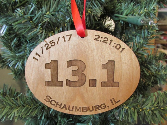 Marathon Ornament - Half Marathon Ornament - Wooden Race Ornament - 5K Race Ornament (any length of race)