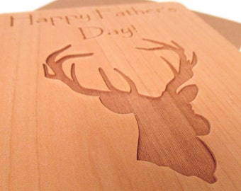 Wooden Father's Day Card - Personalized, Custom Card - Deer Old Dad