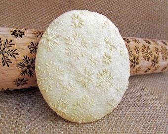 Snowflake Rolling Pin - Christmas Cookie Rolling Pin - Engraved Rolling Pin - Cookie Stamp