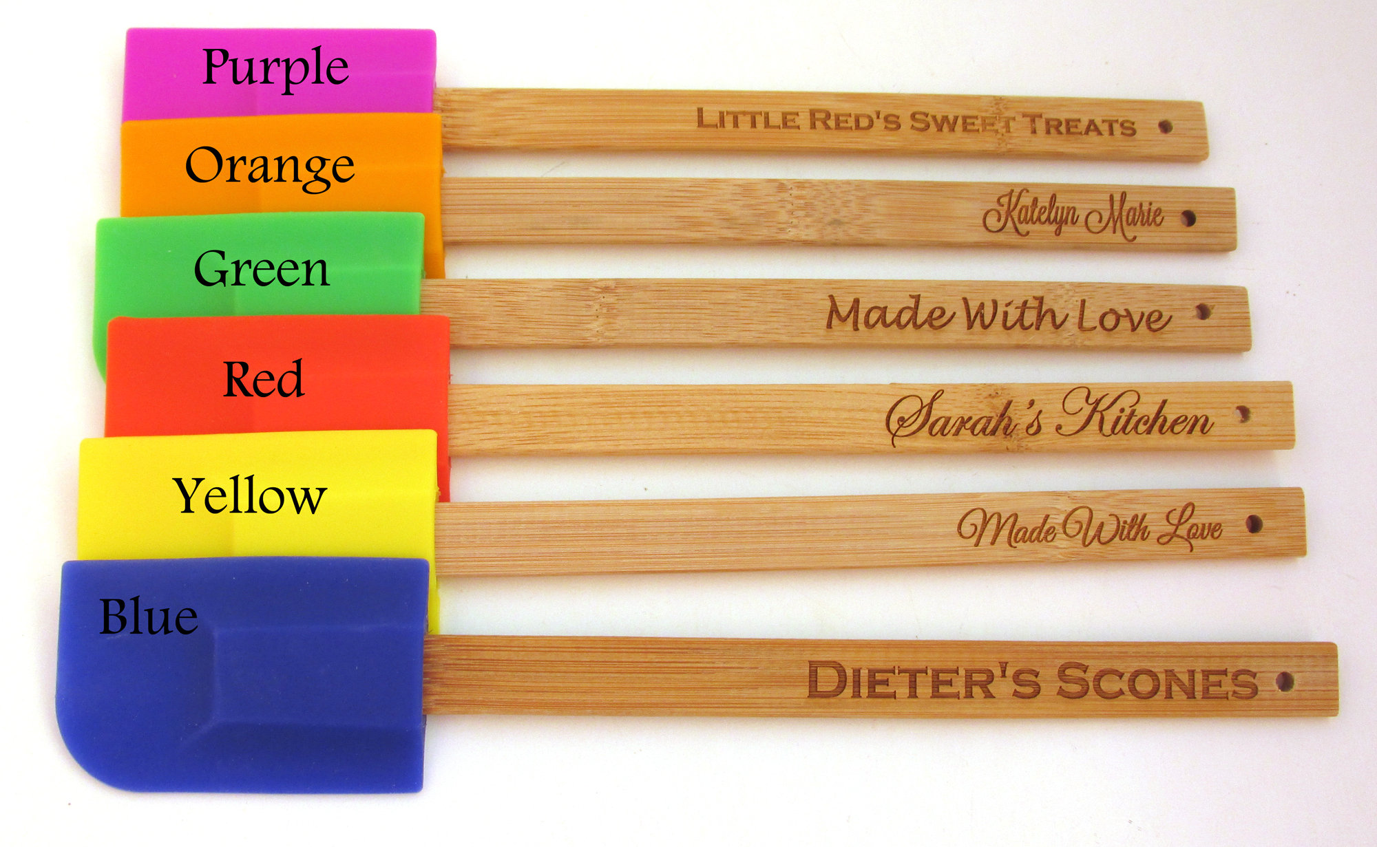 Personalized Engraved Spatula Wood and Silicone Scraper Etsy