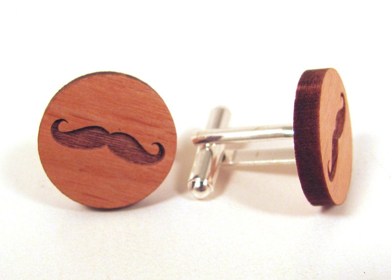 Mustache Wooden Cuff Links image 3