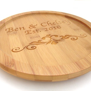 Personalized Lazy Susan - Wedding Gift Kitchen Gift - Bamboo Wood Turntable