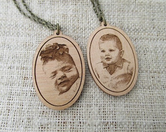 Wooden Photo Pendant - Engraved Wooden Necklace with Your Picture