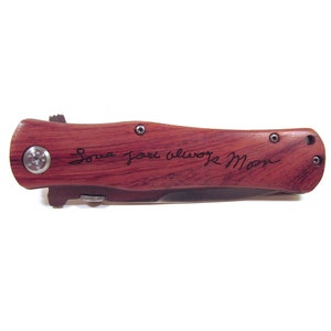 Engraved Knife with Wooden Handle You Provide Handwriting image 2