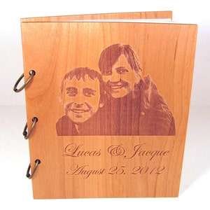 Wooden Wedding Guest Book Photo Album LARGE SIZE - Engraved With Your Photo