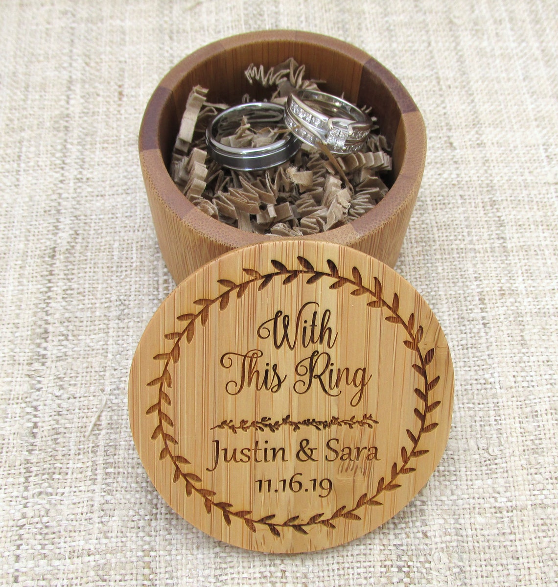 Wooden Ring Box - Engraved Wedding Ring Box - Engagement Ring Box ...
