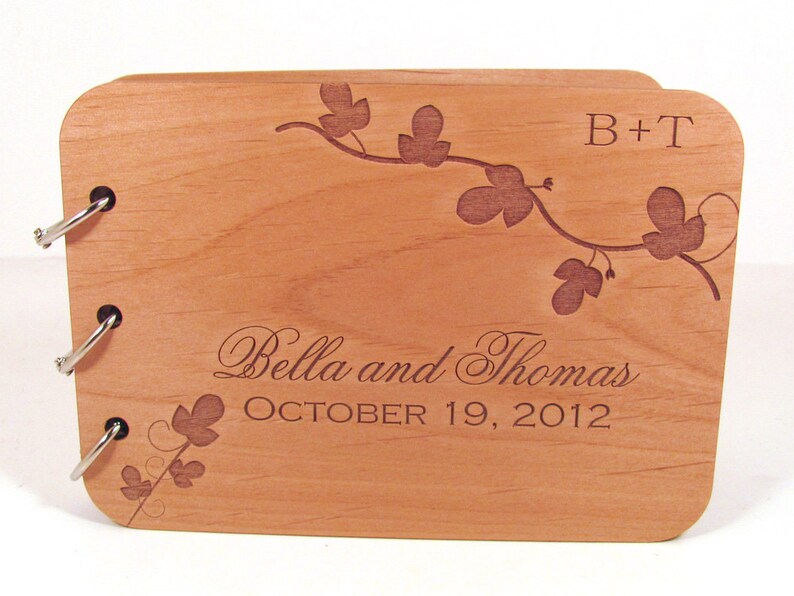 Wooden Wedding Guest Book Leafy Vine Design Etsy