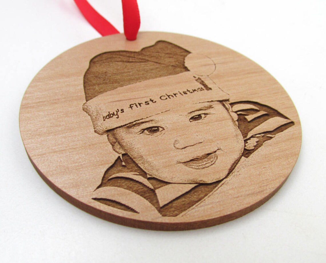 Baby's First Christmas Photo Ornament Wood Picture Etsy