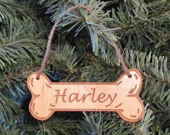 Dog Bone Ornament - Personalized Wooden Ornament