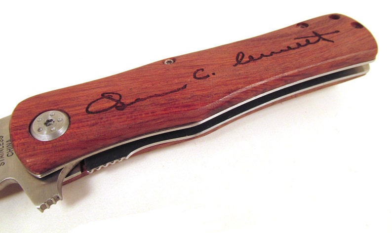 Engraved Knife with Wooden Handle You Provide Handwriting image 6