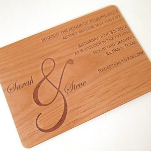 Ampersand Wood Wedding Invitation Horiztonal Format image 4