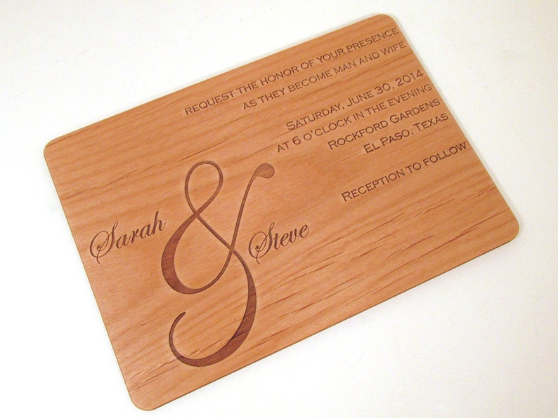 Ampersand Wood Wedding Invitation Horiztonal Format image 4