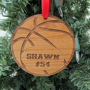 Basketball Wooden Christmas Ornament Personalized Basketball Ornament Custom Wood Ornament image 3