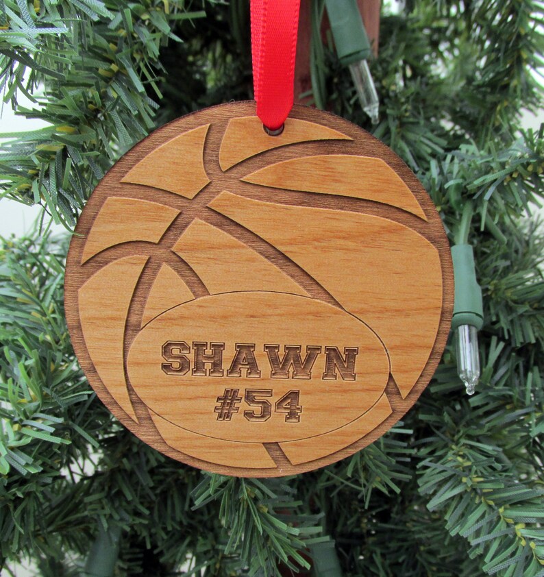 Basketball Wooden Christmas Ornament Personalized Basketball Ornament Custom Wood Ornament image 3