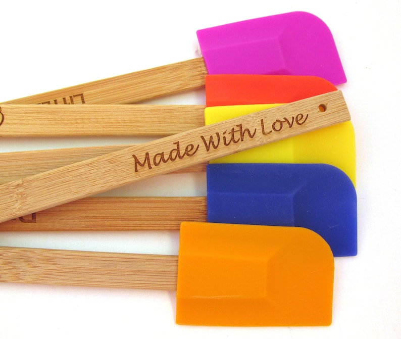 Personalized Engraved Spatula Wood and Silicone Scraper 1 Spatula image 5