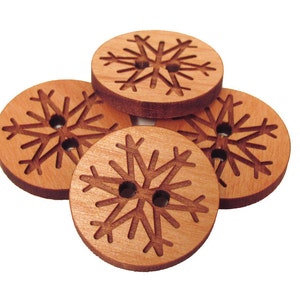 Snowflake Wooden Buttons - Engraved Laser Cut Wood Buttons - Etsy