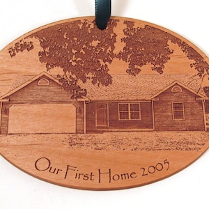 Personalized First Home Wooden Ornament - New Home Christmas Ornament - Custom Wood Photo Ornament