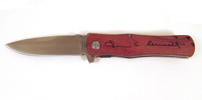 Engraved Knife with Wooden Handle You Provide Handwriting image 3