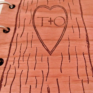 Wedding Guest Book Carved Tree Design on Real Wood image 4