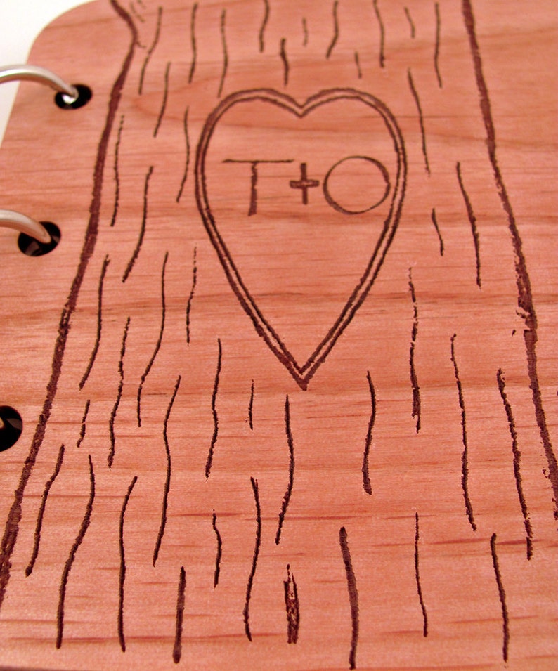 Wedding Guest Book Carved Tree Design on Real Wood image 4