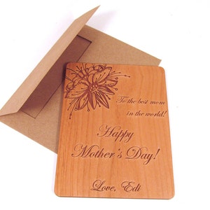 Wooden Mother's Day Card - Personalized, Custom Card