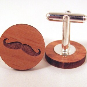 Mustache Wooden Cuff Links image 1